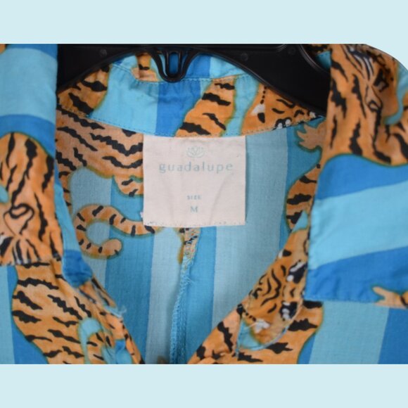 Tuckernuck Guadalupe Dress Size Medium Blue Striped Luciana Tibet Tiger Maxi - Picture 14 of 15